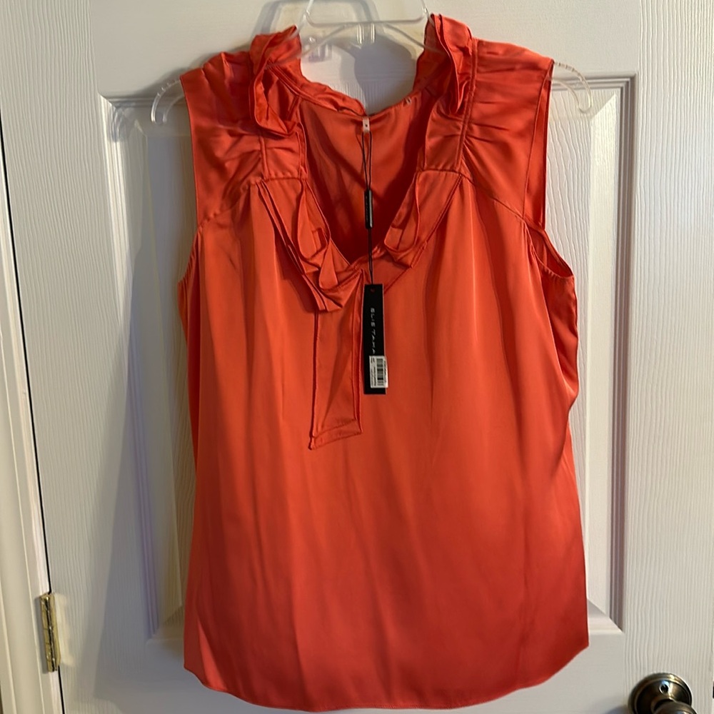 NWT-Elie Tahari silk top, orange, sz Med.